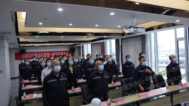 全員宣讀精益6S項(xiàng)目推行目標(biāo)、方針及口號(hào)